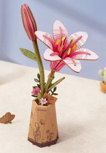 Pink Lily - Wood Bloom Craft Robotime TW071