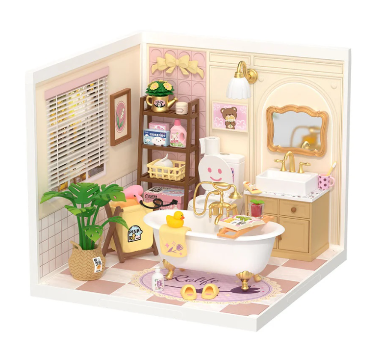Pop Bubble Bathroom Plastic DIY Miniature House Robotime DW014B